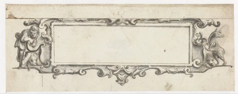 Rechthoekige cartouche met man en dieren Wall Art by Pieter Jansz - High-Resolution Digital Print