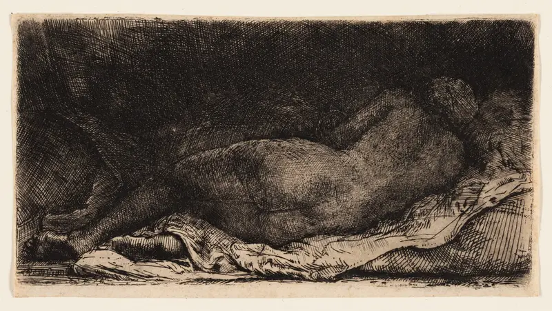 Reclining Female Nude Wall Art by Rembrandt van Rijn - High-Resolution Digital Print