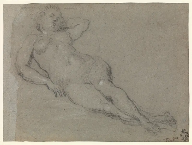 Reclining Female Nude Wall Art by Domenico Tintoretto - High-Resolution Digital Print