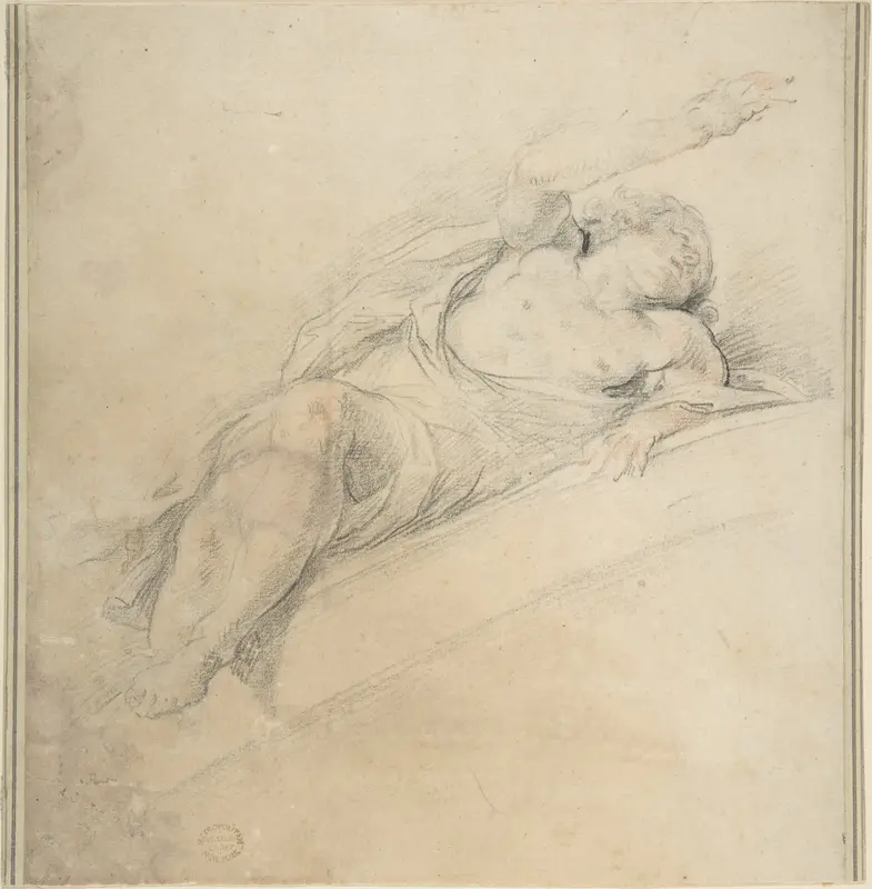 Reclining Figure Wall Art by Anonymous, Italian, Roman-Bolognese, 17th century - High-Resolution Digital Print