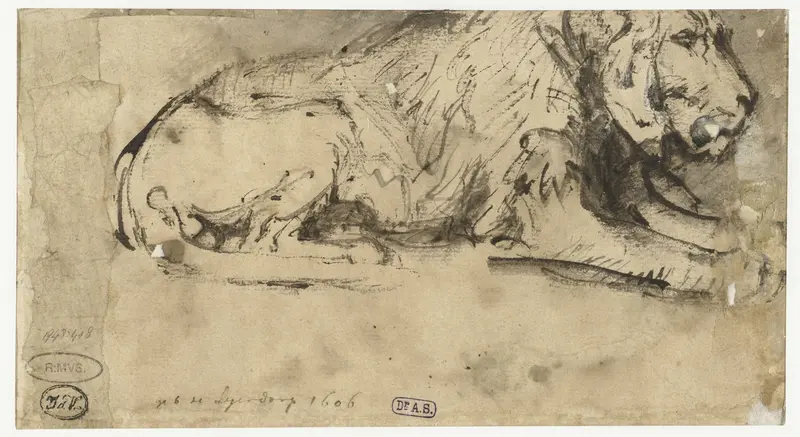 Reclining Lion Wall Art by Unknown - High-Resolution Digital Print