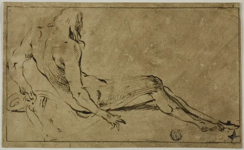 Reclining Male Nude, from Behind Wall Art by Ferraù Fenzone - High-Resolution Digital Print