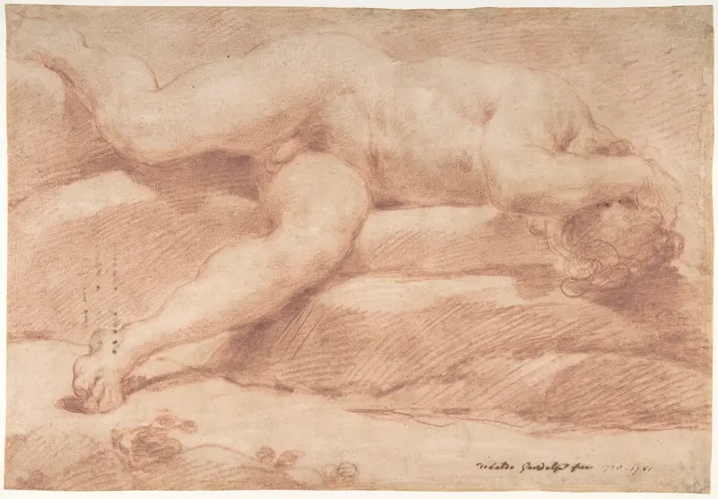 Reclining Male Nude (recto); Seated Male Nude (verso) Wall Art by Ubaldo Gandolfi - High-Resolution Digital Print