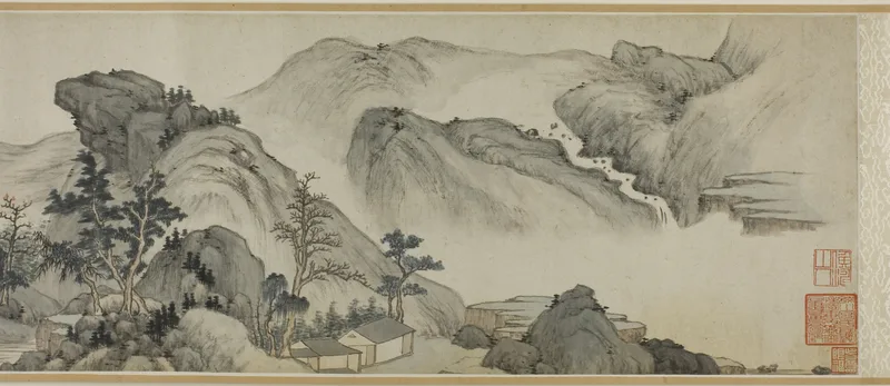 Recluse Dwellings in the Autumn Mountains Wall Art by Mi Wanzhong - High-Resolution Digital Print