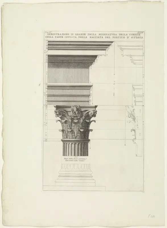 Reconstructie van gedeelten van de Porticus van Octavia te Rome Wall Art by Giovanni Battista Piranesi - High-Resolution Digital Print