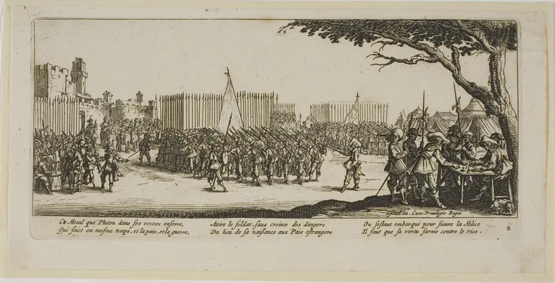 Recruitment of Troops, plate two from The Large Miseries of War Wall Art by Gerrit Lucasz van Schagen - High-Resolution Digital Print