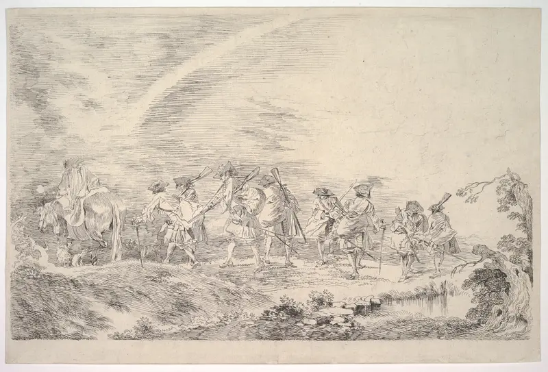 Recruits Going to Join the Regiment Wall Art by Antoine Watteau - High-Resolution Digital Print