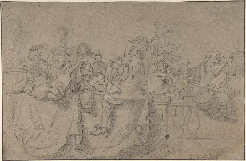 Recto: The Concert
Verso: Seated Male Nude Wall Art by Johann Liss - High-Resolution Digital Print