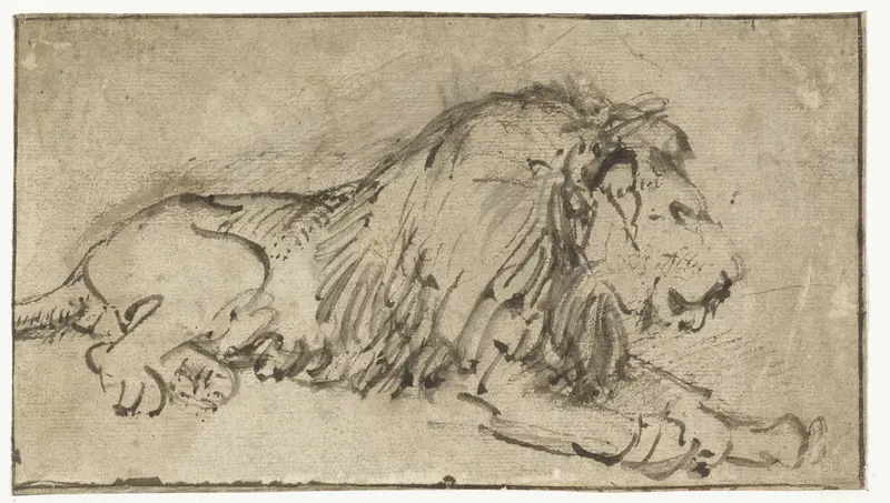 Recumbent Lion Wall Art by Rembrandt van Rijn - High-Resolution Digital Print