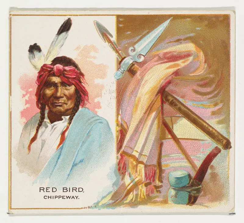 Red Bird, Chippeway, from the American Indian Chiefs series (N36) for Allen & Ginter Cigarettes Wall Art by Allen & Ginter - High-Resolution Digital Print