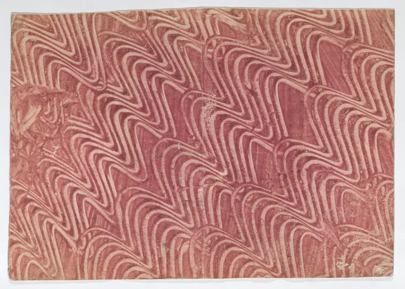 Red paste book cover with wavy line design Wall Art by Anonymous - High-Resolution Digital Print