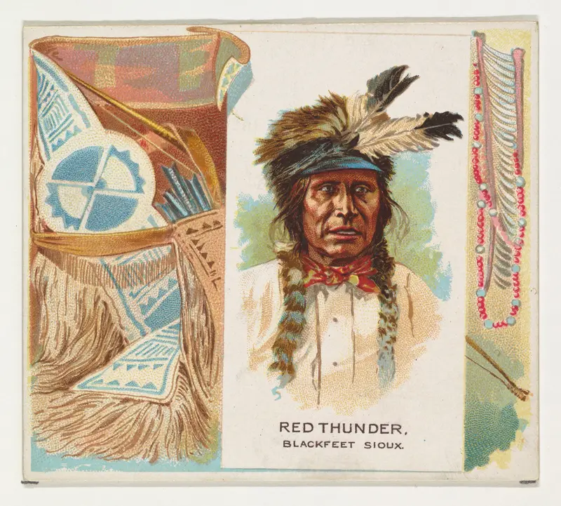 Red Thunder, Blackfeet Sioux, from the American Indian Chiefs series (N36) for Allen & Ginter Cigarettes Wall Art by Allen & Ginter - High-Resolution Digital Print
