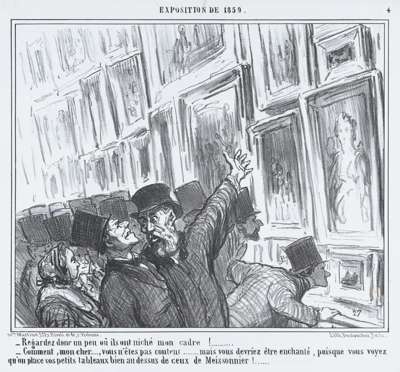 Regardez donc un peu oû ils ont niché mon cadre!..., from L'Exposition de 1859, published in Le Charivari, April 20, 1859 Wall Art by Honoré Daumier - High-Resolution Digital Print
