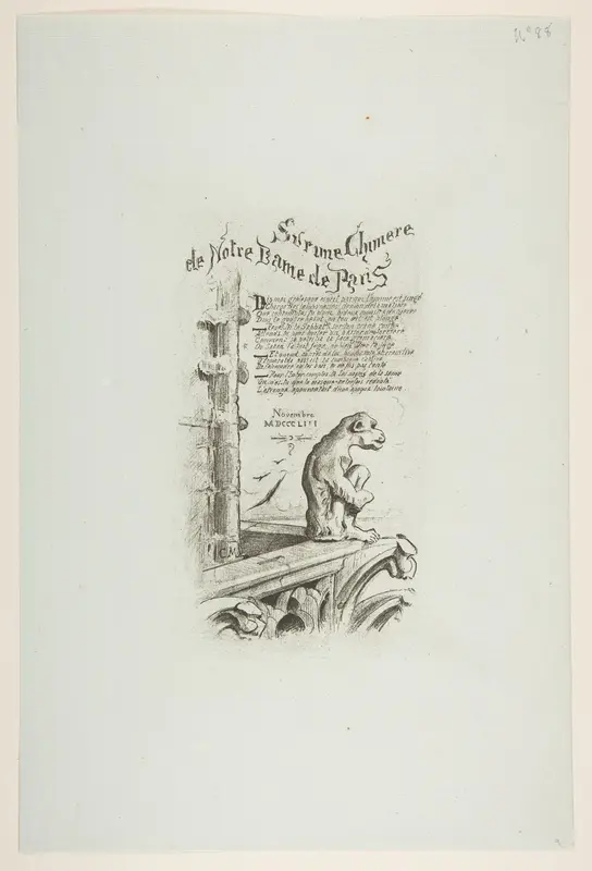 Regarding One of the Gargoyles of Nôtre-Dame, Paris Wall Art by Charles Meryon - High-Resolution Digital Print