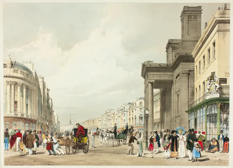 Regent Street Looking Towards the Quadrant, plate eighteen from Original Views of London as It Is Wall Art by Thomas Shotter Boys - High-Resolution Digital Print