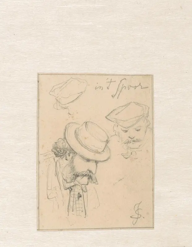 Reizigers in de trein tijdens de Duitse reis van 1864