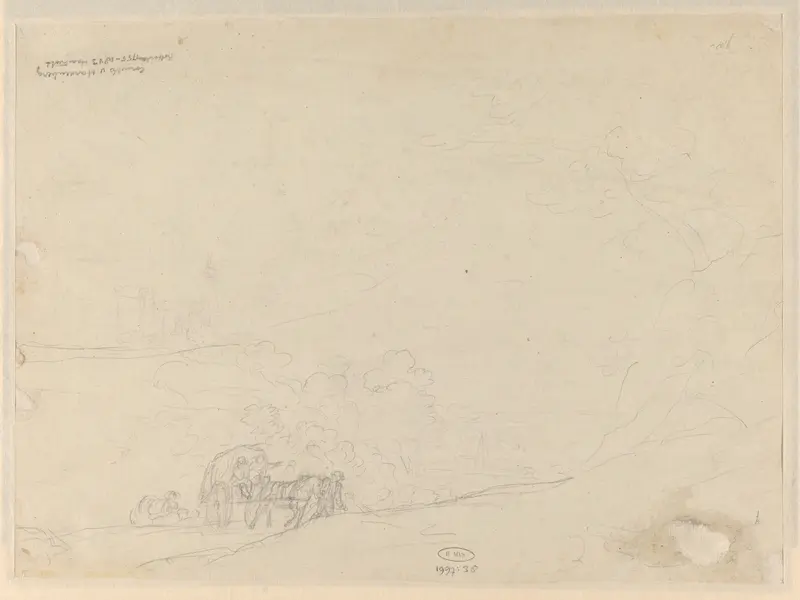 Reizigers in een huifkar steken een rivier over Wall Art by Cornelis van Hardenbergh - High-Resolution Digital Print