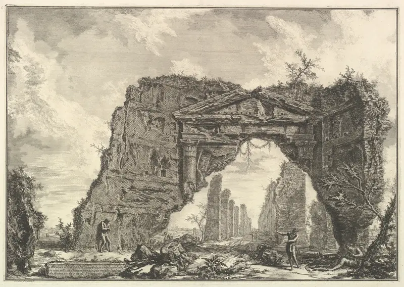 Remains of a covered portico, or a cryptoporticus, in a villa of Domitian, five miles outside Rome on the Frascati road, from Vedute di Roma (Roman Views)