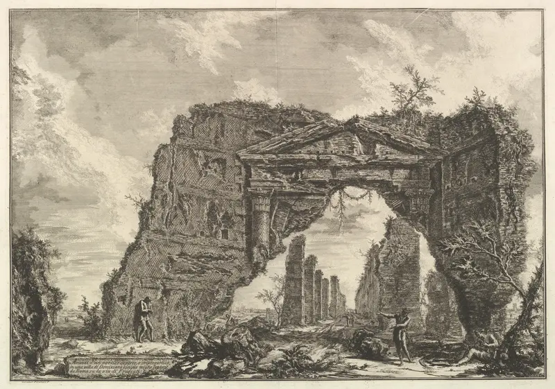 Remains of a covered portico, or a cryptoportiucus, in a villa of Domitian, five miles outside Rome on the Frascati road, from Vedute di Roma (Roman Views)