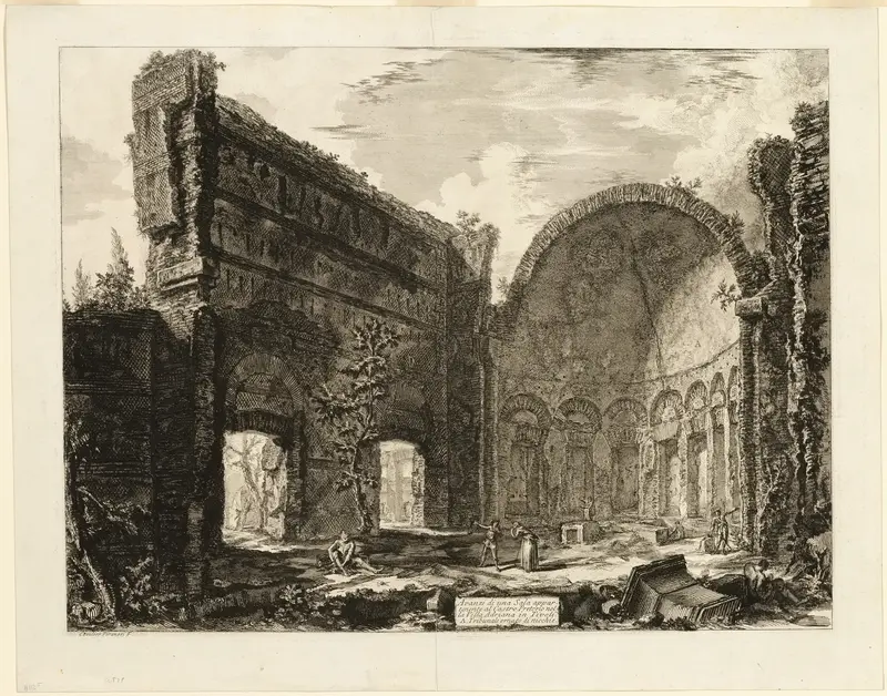 Remains of a room belonging to the Praetorian Fort at Hadrian's Villa, Tivoli, from Views of Rome