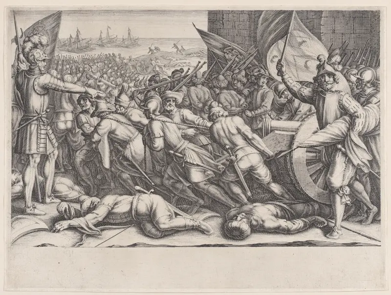 Rembarquement des Troupes (Embarkation of Troops), from "La Vie de Ferdinand Ier de Médicis série appelée aussi Les Batailles des Médicis" (The Life of Ferdinand I de'Medici also called The Medici Battles) Wall Art by Jacques Callot - High-Resolution Digital Print