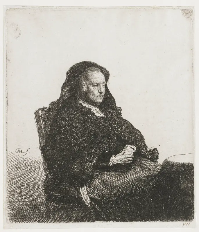 Rembrandts moeder aan tafel Wall Art by Unknown - High-Resolution Digital Print