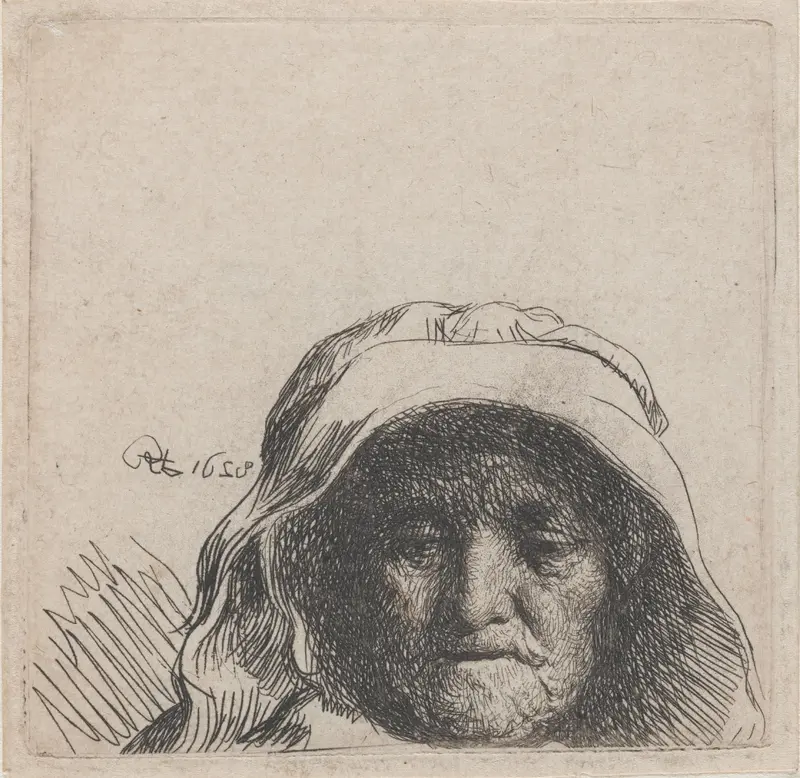Rembrandt's moeder: alleen de kop, en face Wall Art by Unknown - High-Resolution Digital Print