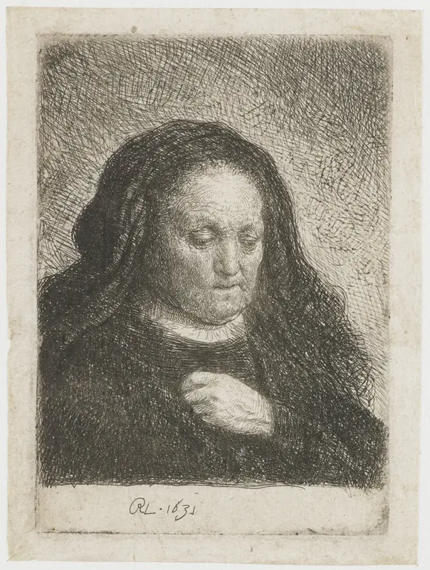Rembrandt’s Mother with her Hand on her Chest Wall Art by Unknown - High-Resolution Digital Print