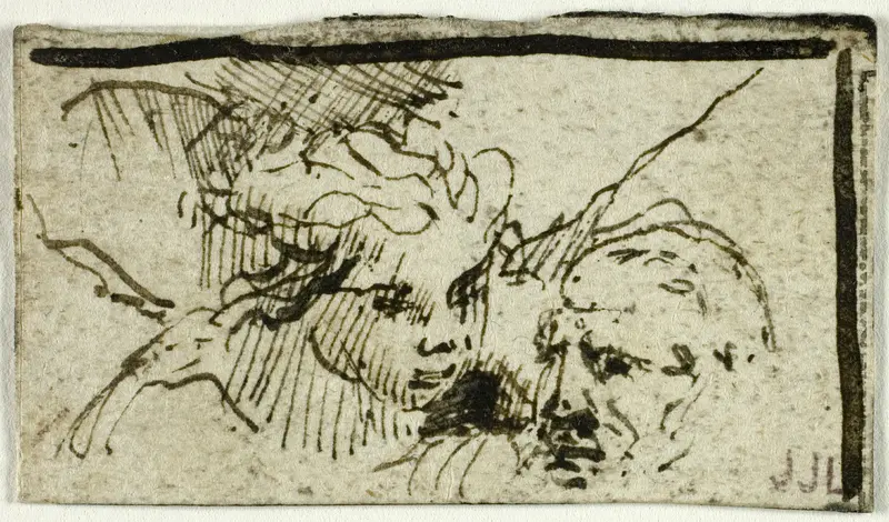 Rembrandt's Sacrifice of Issac - Heads of Abraham and Angel Wall Art by Unknown artist - High-Resolution Digital Print
