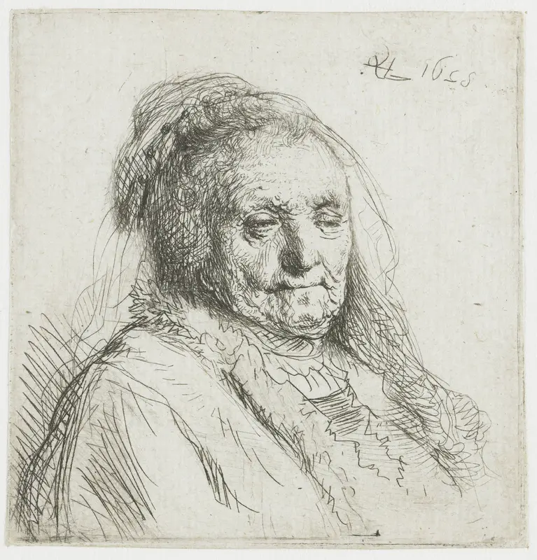 Rembrandts's moeder: buste, driekwart naar rechts Wall Art by Unknown - High-Resolution Digital Print