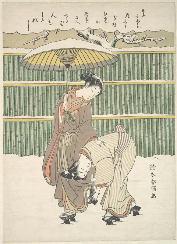 Removing Snow from a Geta (Geta no yuki-tori)