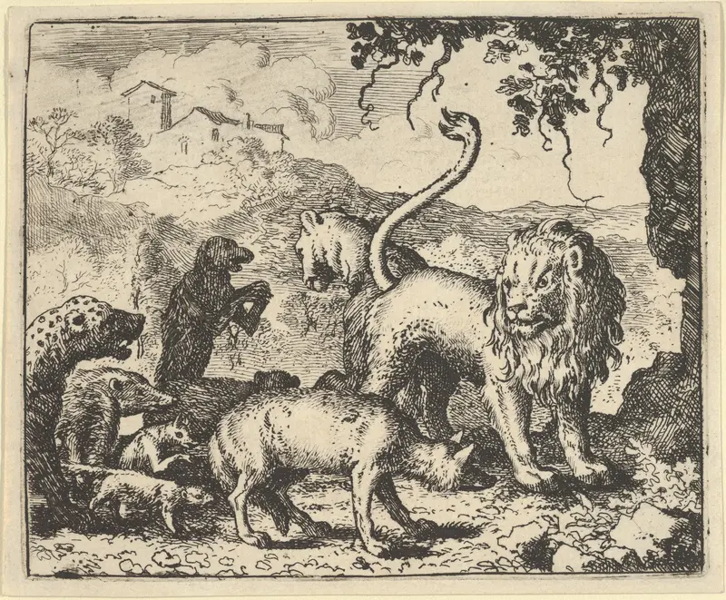 Renard is Accused by the Wolf and Several Animals from Hendrick van Alcmar's Renard The Fox Wall Art by Allart van Everdingen - High-Resolution Digital Print