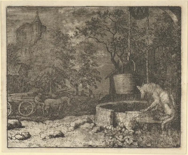 Renard Plays Another Trick on the She-Wolf from Hendrick van Alcmar's Renard The Fox Wall Art by Allart van Everdingen - High-Resolution Digital Print