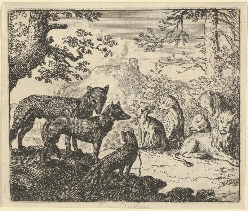 Renard's Parents Ask to Withdraw from the Court from Hendrick van Alcmar's Renard The Fox Wall Art by Allart van Everdingen - High-Resolution Digital Print