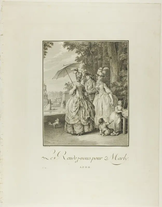 Rendezvous For Marly, from Monument du Costume Physique et Moral de la fin du Dix-huitième siècle Wall Art by Heinrich Guttenberg - High-Resolution Digital Print