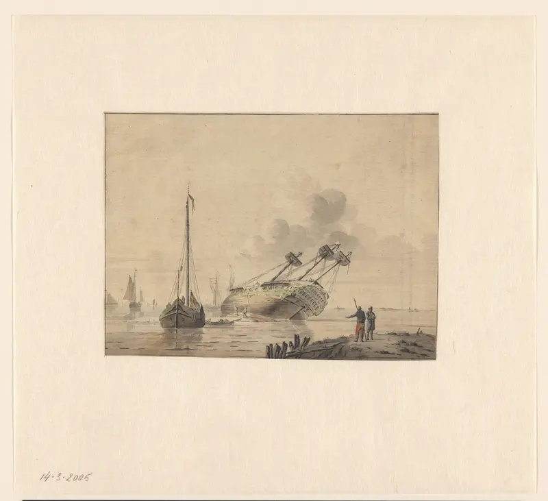 Reparaties aan een schip, gezien vanaf de kant Wall Art by anonymous - High-Resolution Digital Print