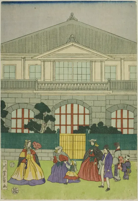 Residence of French Merchant at Port of Yokohama (Yokohama ko Furansu shokan no zu)