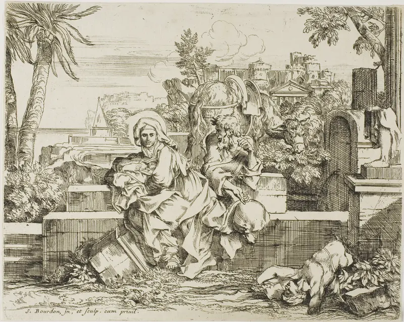Rest on the Flight into Egypt Wall Art by Sébastien Bourdon - High-Resolution Digital Print