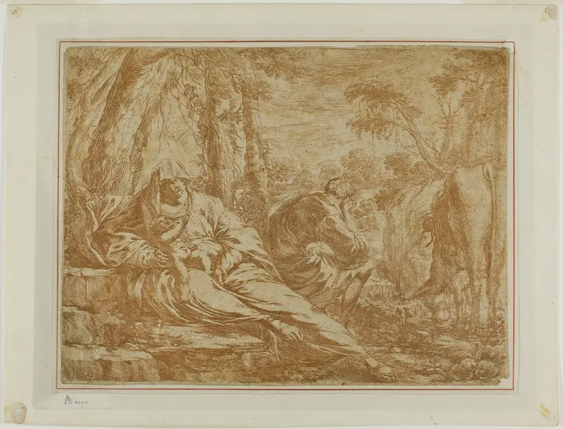 Rest on the Flight into Egypt Wall Art by Bartolomeo Biscaino - High-Resolution Digital Print