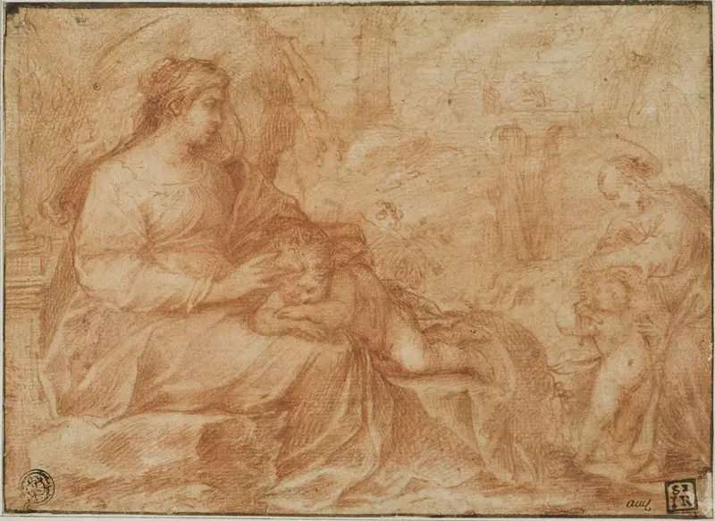 Rest on the Flight Into Egypt Wall Art by Giulio Cesare Procaccini - High-Resolution Digital Print