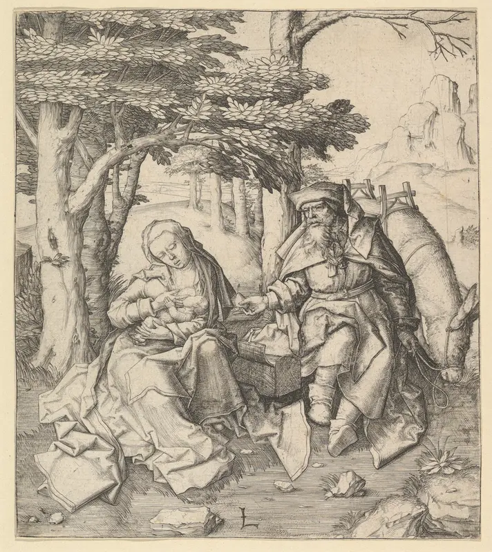 Rest on the Flight Into Egypt Wall Art by Lucas van Leyden - High-Resolution Digital Print