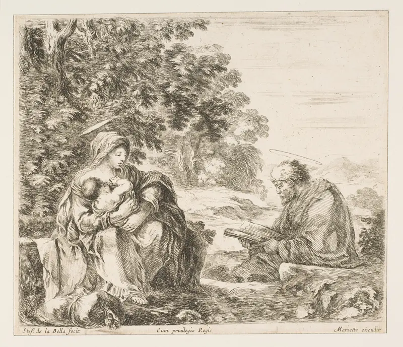 Rest on the Flight into Egypt Wall Art by Stefano della Bella - High-Resolution Digital Print