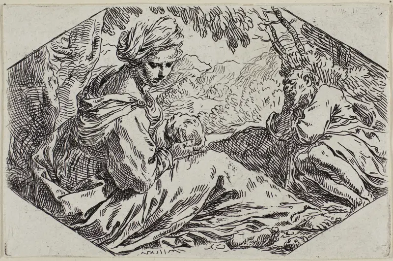 Rest on the Flight to Egypt Wall Art by Simone Cantarini - High-Resolution Digital Print