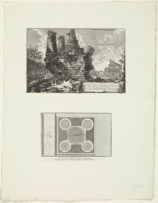 Restanten en plattegrond van de graftombe van de Horatii en Curiatii Wall Art by Unknown - High-Resolution Digital Print