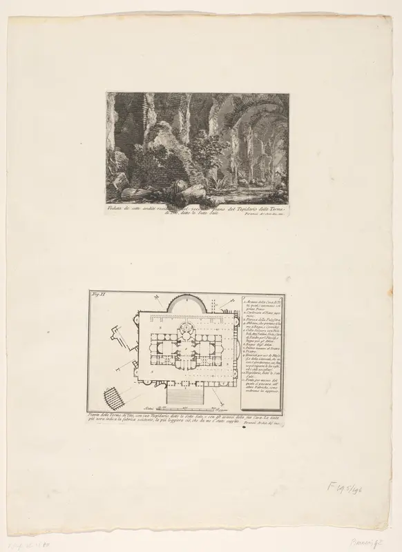 Restanten en plattegrond van de Thermen van Trajanus te Rome Wall Art by Unknown - High-Resolution Digital Print