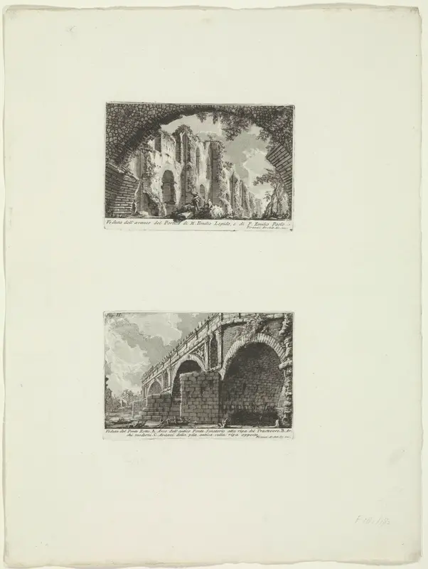 Restanten van de Porticus Aemilia en gezicht op de Ponte Rotto te Rome Wall Art by Unknown - High-Resolution Digital Print