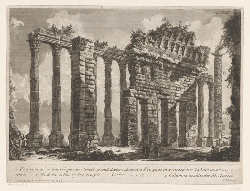 Restanten van de Tempel van Hadrianus te Rome Wall Art by Unknown - High-Resolution Digital Print