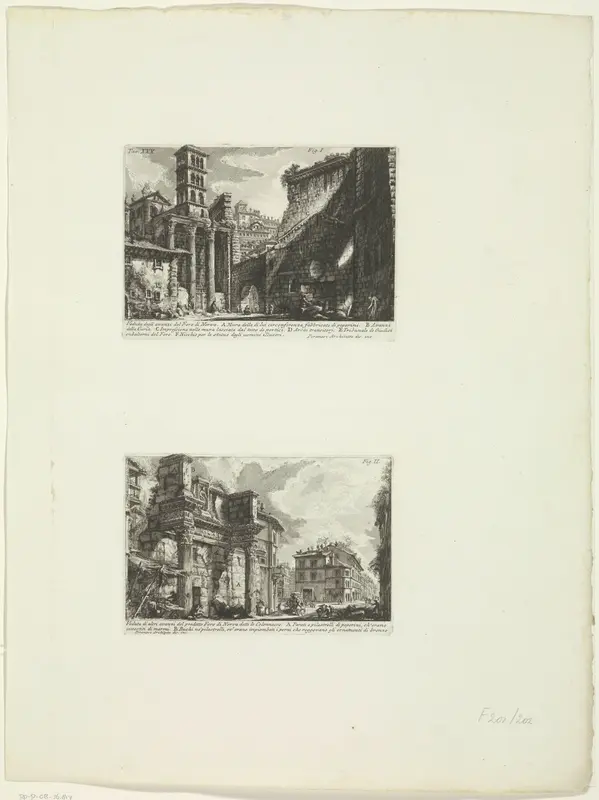 Restanten van de Tempel van Mars Ultor en het Forum van Nerva te Rome Wall Art by Unknown - High-Resolution Digital Print