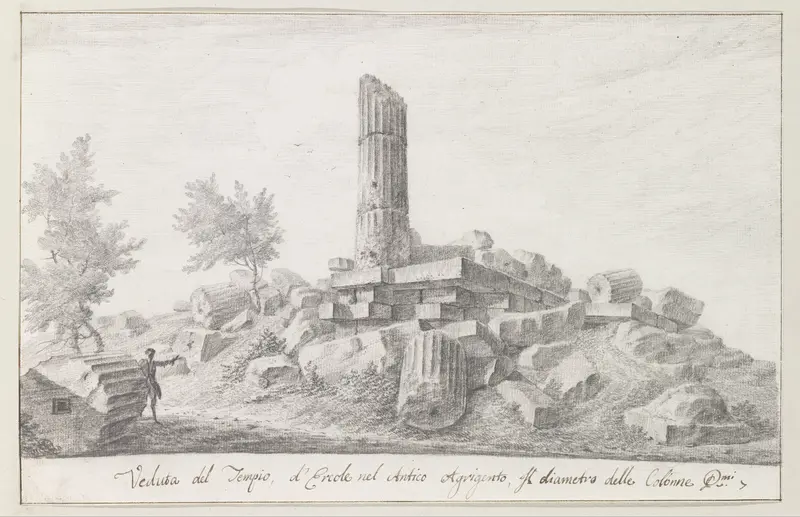 Resten van Hercules tempel in oude Agrigento Wall Art by Louis Mayer - High-Resolution Digital Print