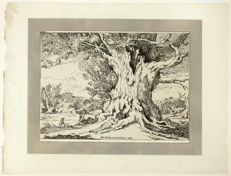 Resting, Men and Dogs Under a Big Tree, from the first issue of Specimens of Polyautography